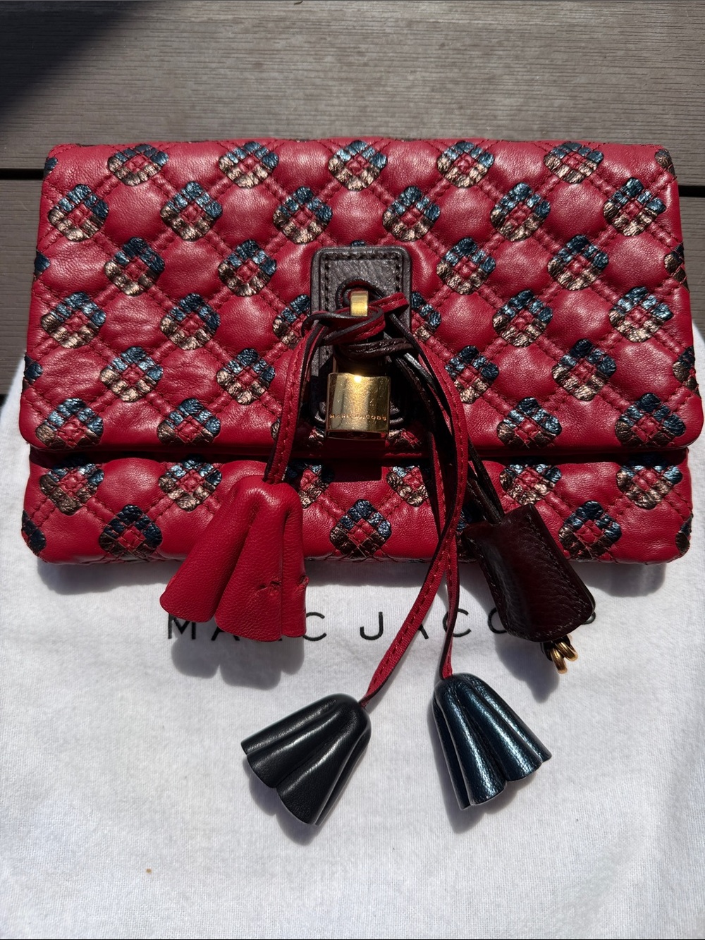 Marc Jacobs Rare Spring 09 Memphis Collection Quilted Tassel Padlock Clutch